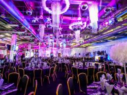 A disco themed dinner set-up with fairy lights and flowers as part of GOTO Creates themed dinner