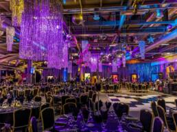 A disco themed dinner set-up with fairy lights and flowers as part of GOTO Creates themed dinner