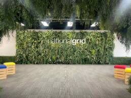 A leafy wall piece which reads national grid as part of GOTO Creates creative design branding